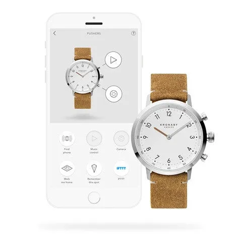 Kronaby Nord 41mm Hybrid Smartwatch - White, Brown Leather