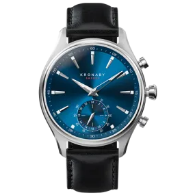 Kronaby Sekel 41mm Hybrid Smartwatch - Blue, Black Leather