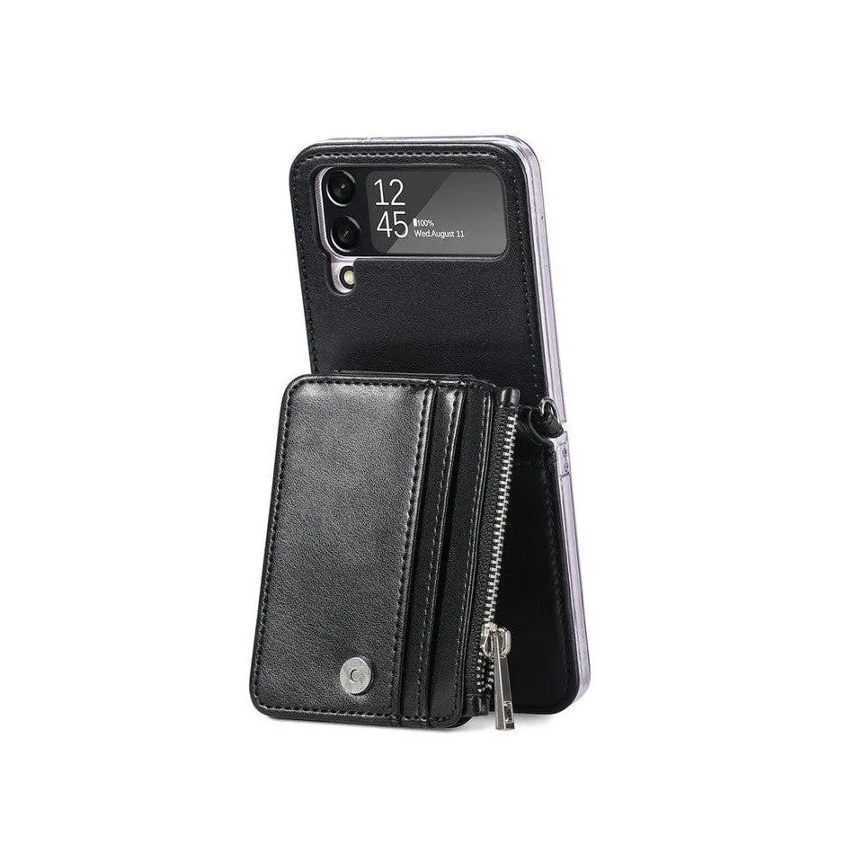 Leather Wallet and Mobile Phone Case for Samsung Z Flip 4 - Green