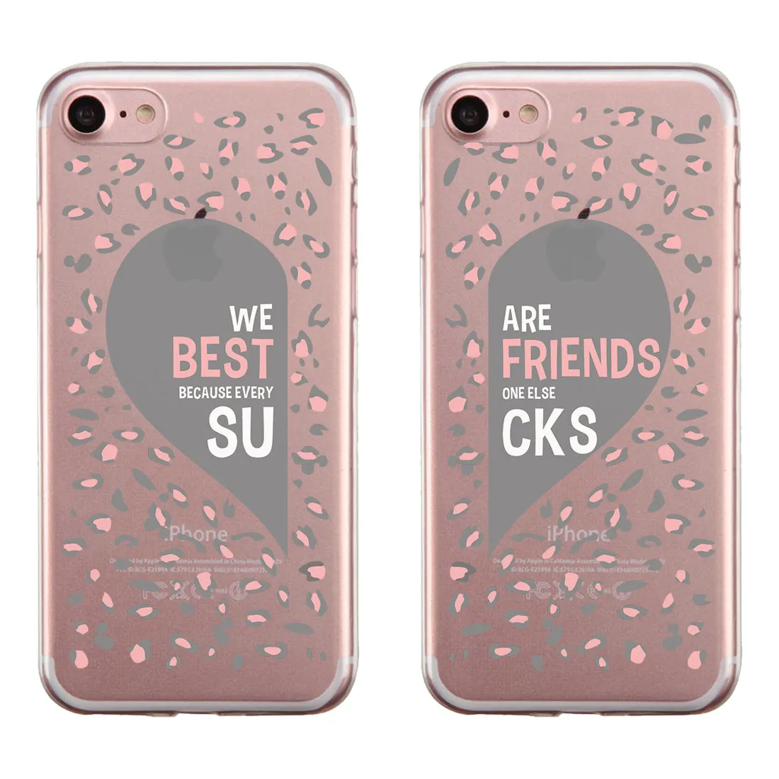 Leopard Pattern Best Friends BFF Matching Phone Covers Funny Cute