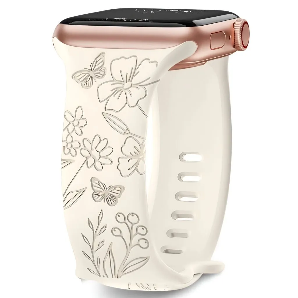 Levo Floral Engraved Silicone Band