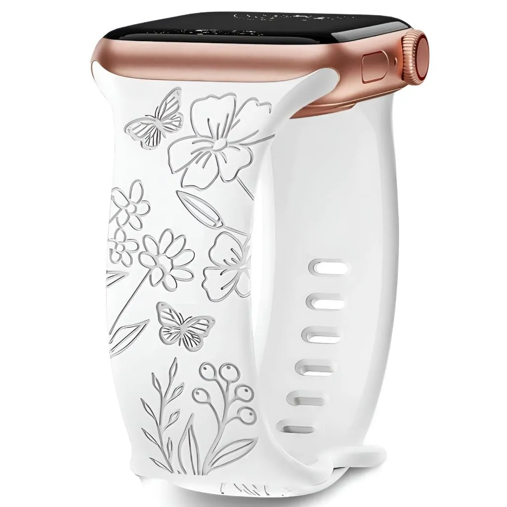 Levo Floral Engraved Silicone Band