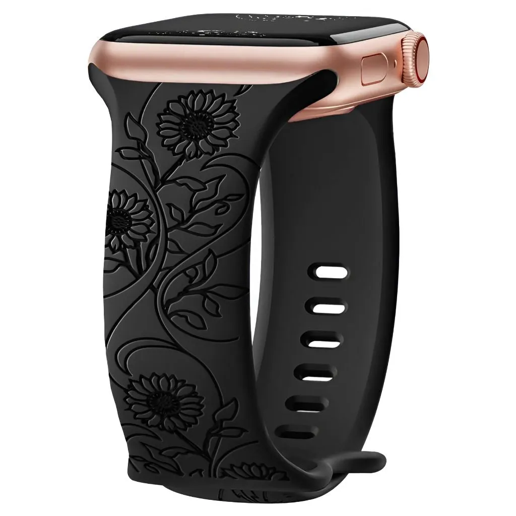 Levo Floral Engraved Silicone Band