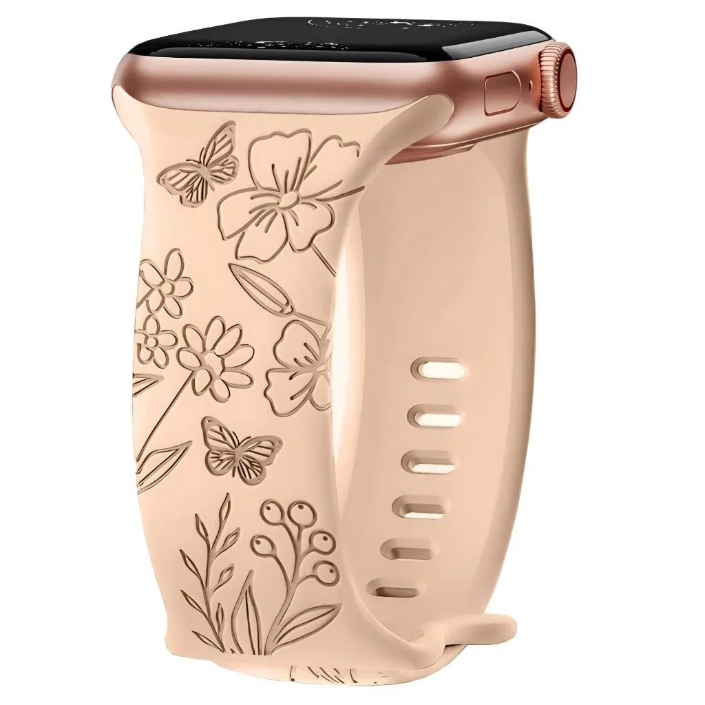 Levo Floral Engraved Silicone Band