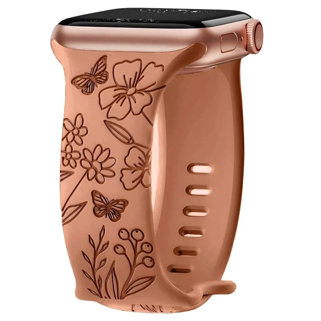 Levo Floral Engraved Silicone Band