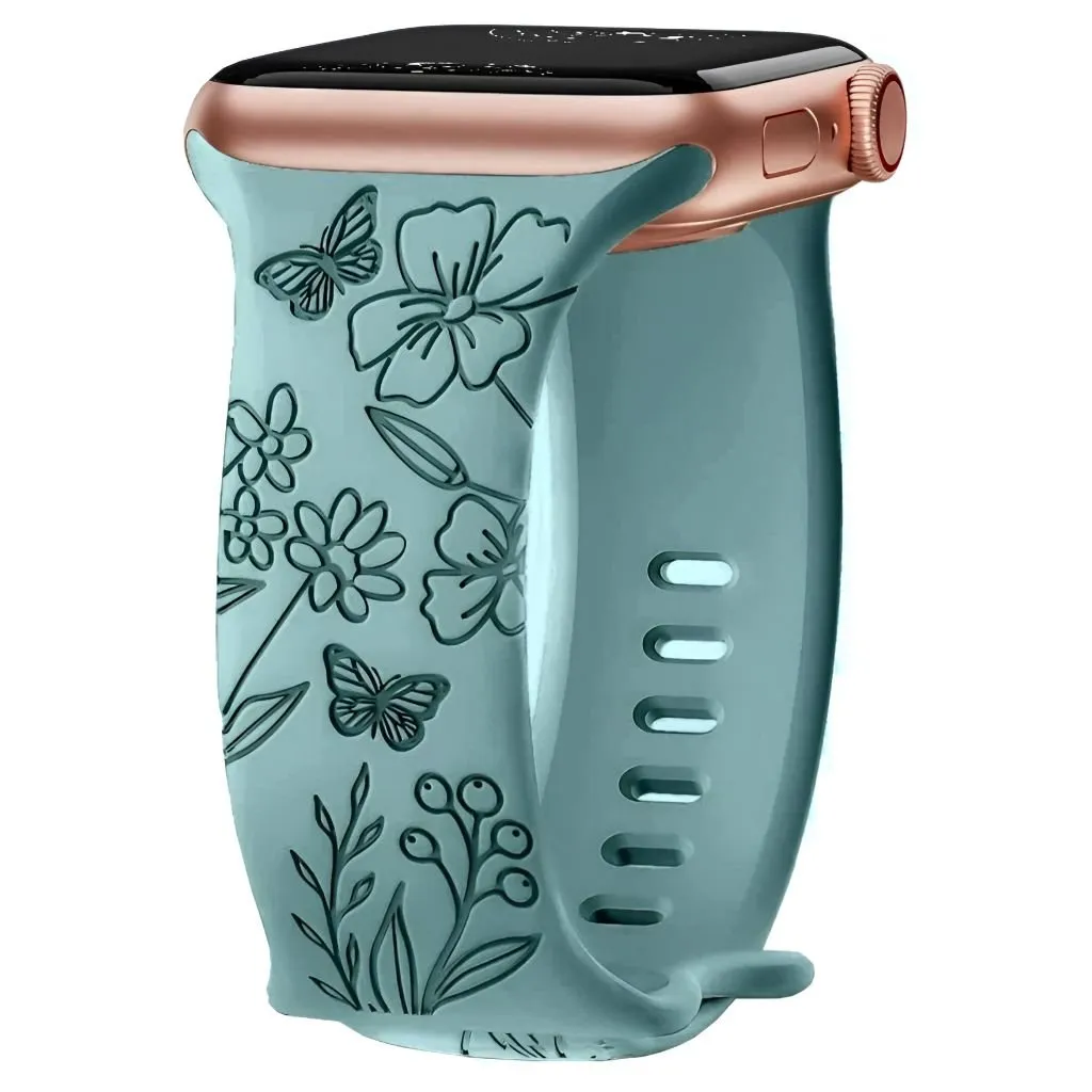 Levo Floral Engraved Silicone Band