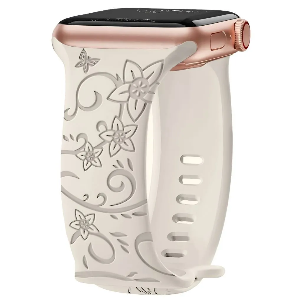 Levo Floral Engraved Silicone Band