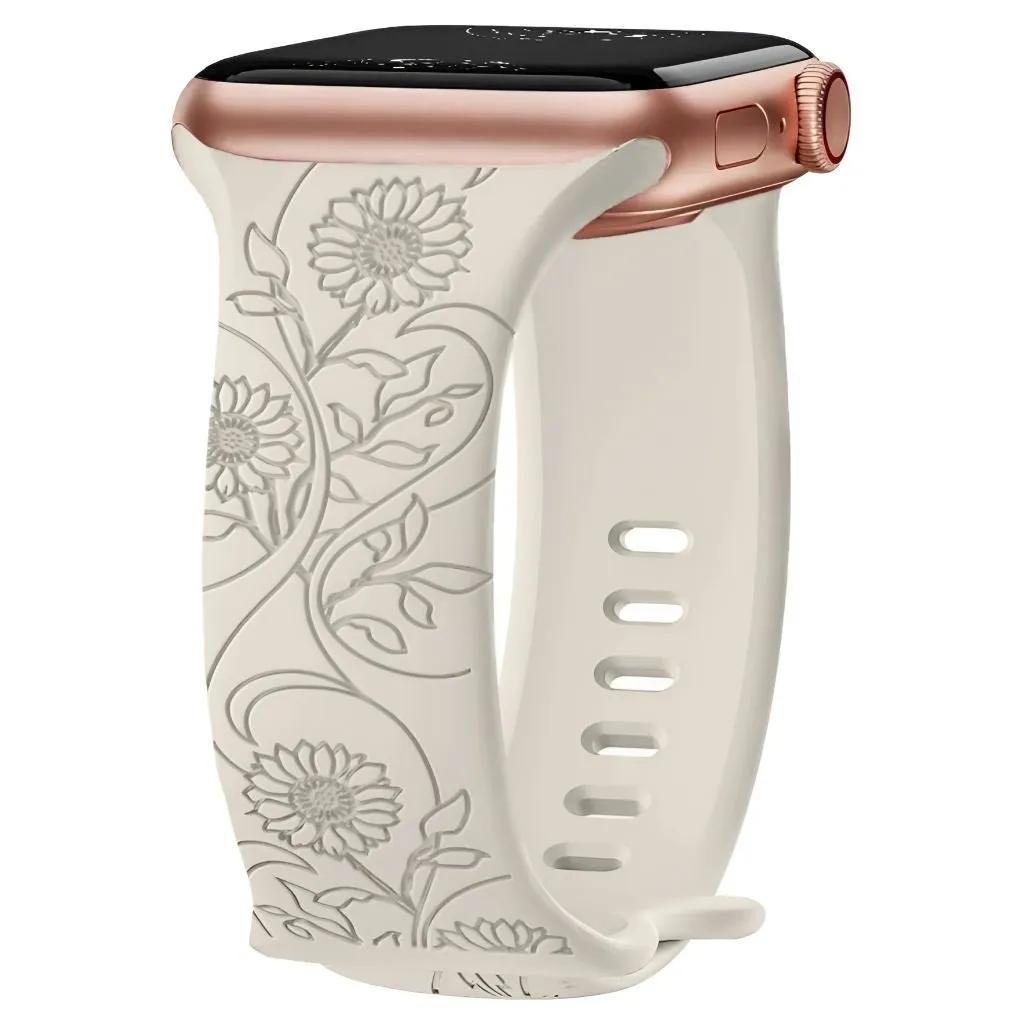 Levo Floral Engraved Silicone Band