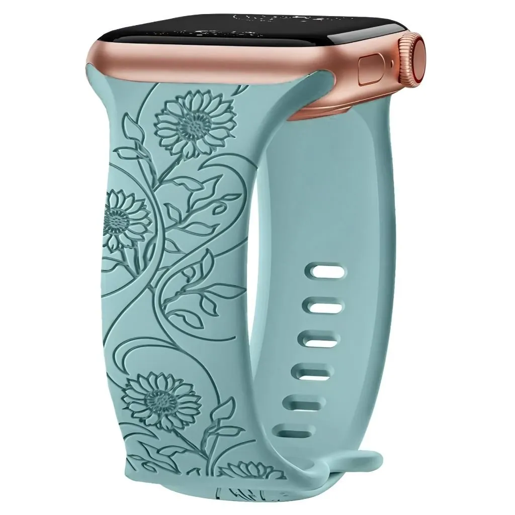 Levo Floral Engraved Silicone Band