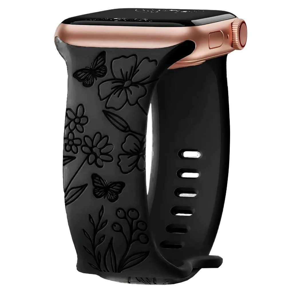 Levo Floral Engraved Silicone Band