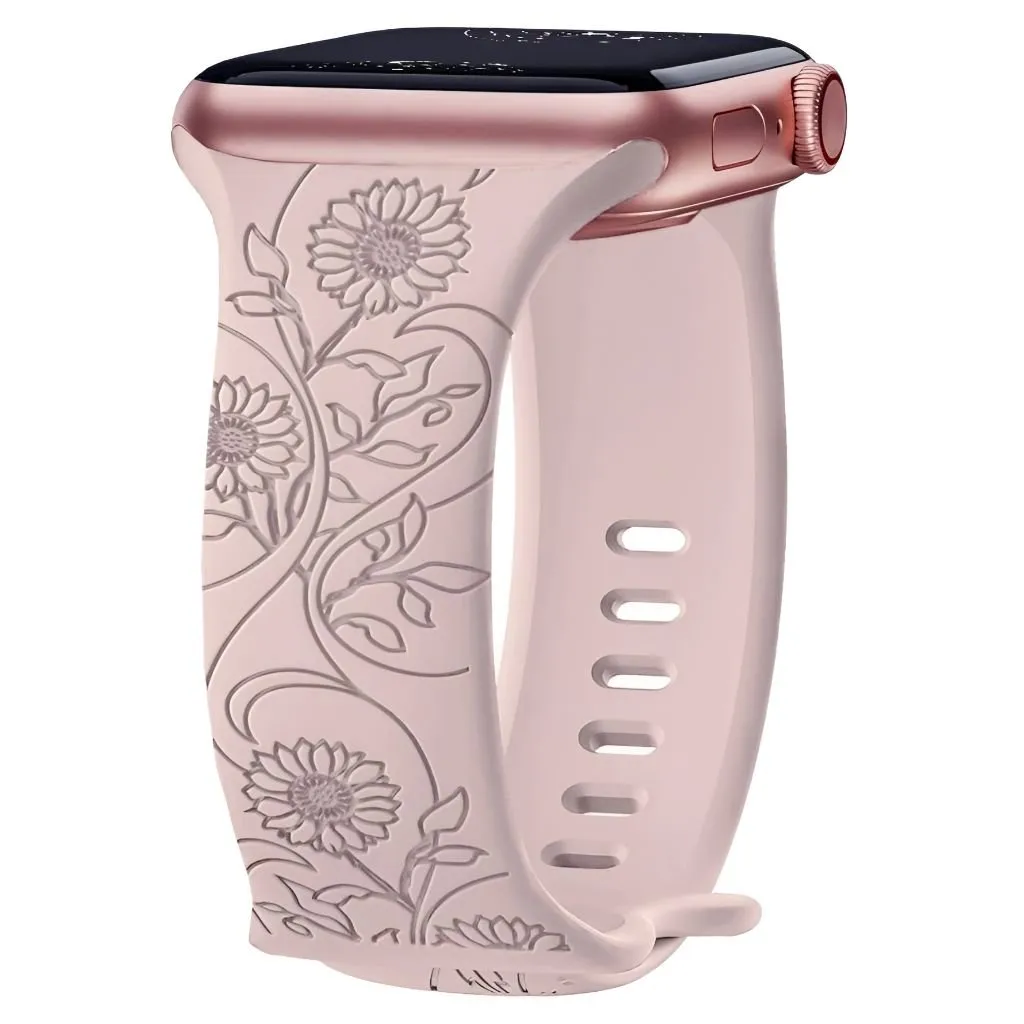 Levo Floral Engraved Silicone Band