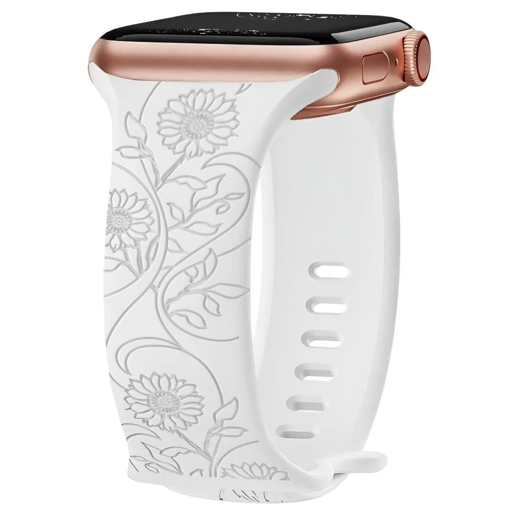 Levo Floral Engraved Silicone Band