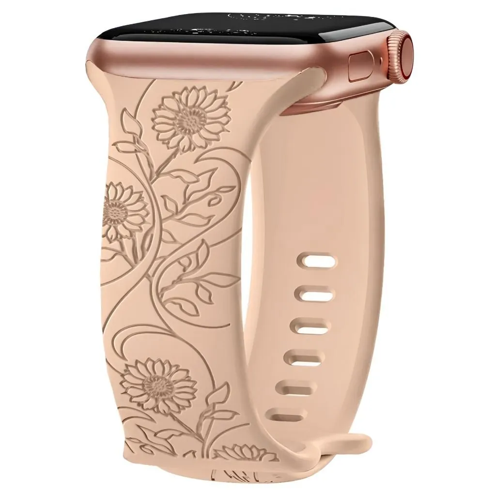 Levo Floral Engraved Silicone Band