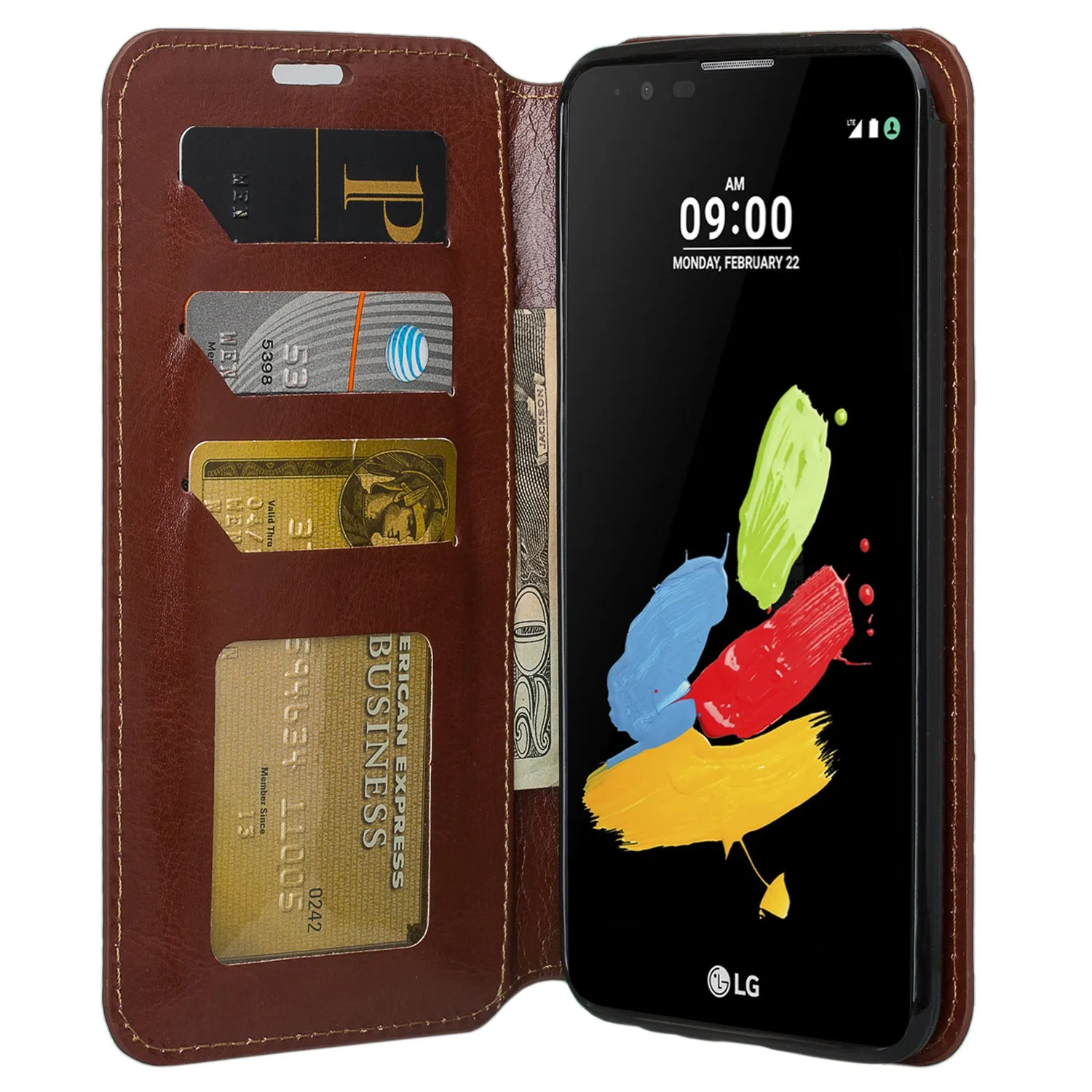 LG Stylo 3 Case, LG Stylus 3 Slim Magnetic Flip Fold[Kickstand] Pu Leather Wallet Case with ID & Credit Card Slots for Stylus 3 - Brown