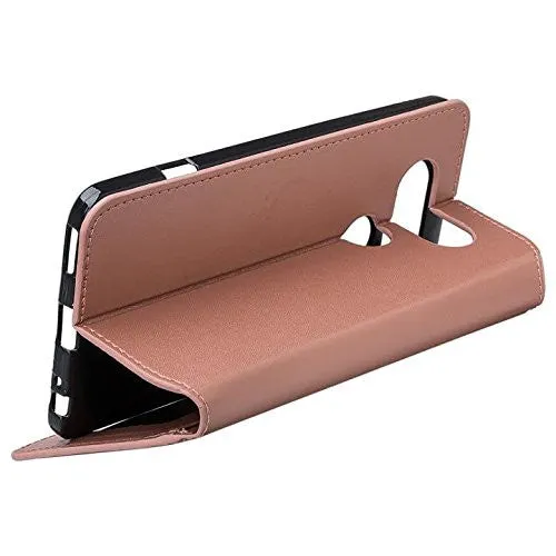 LG V20 Case, Pu Leather Magnetic Fold Wallet Case with ID & Card Slots for LG V20 - Rose Gold