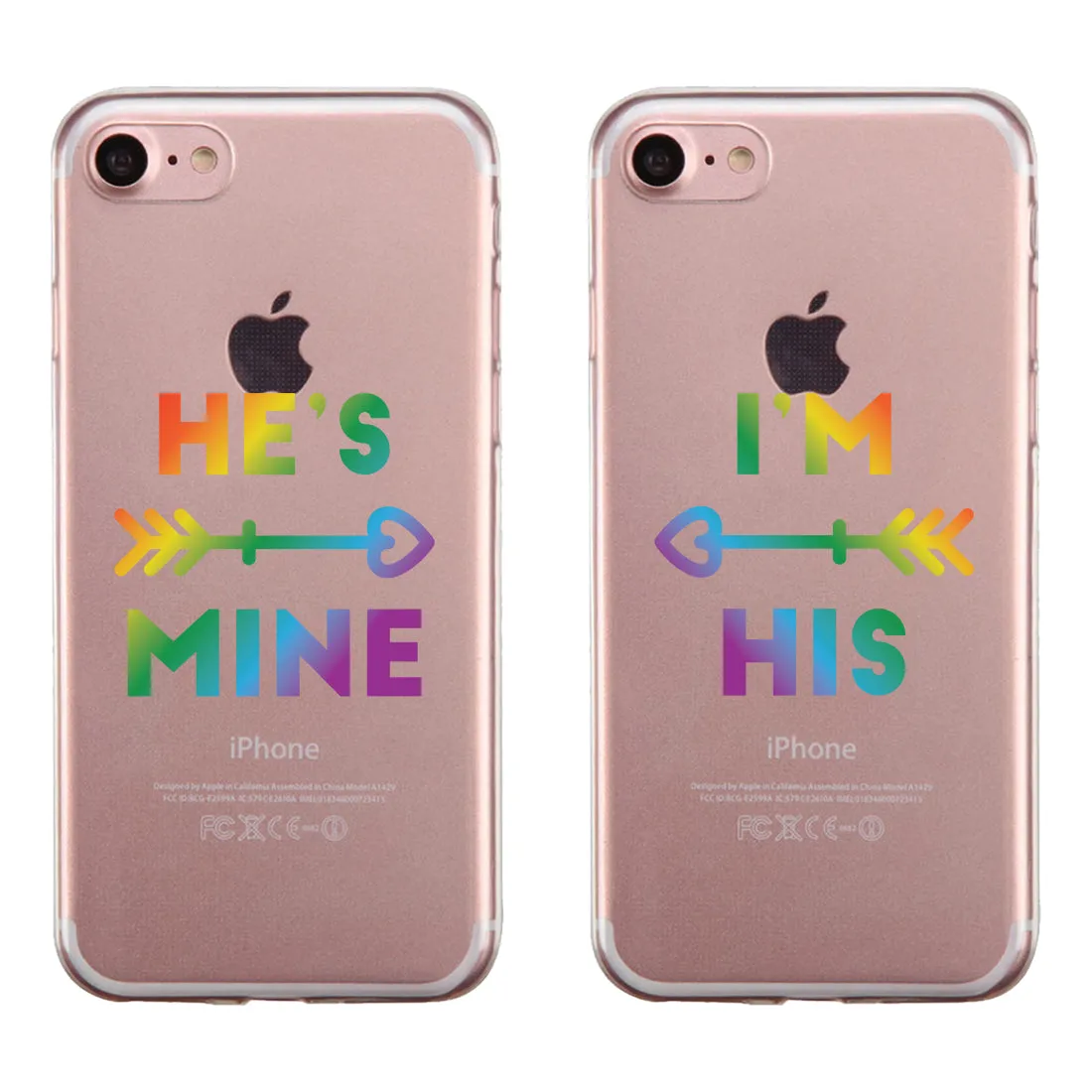 LGBT He's Mine I'm His Rainbow Clear Matching Phone Cases