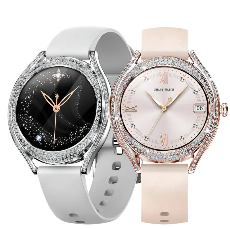 LIGE Women's 1.28 Inch Sports Fitness Diamond Case Smartwatch