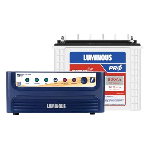 Luminous Inverter & Battery Combo (Power sine 1100 Pure Sine Wave 900VA/12V Inverter) for Home, Office & Shops (Power sine 1100  RC25000 PRO)