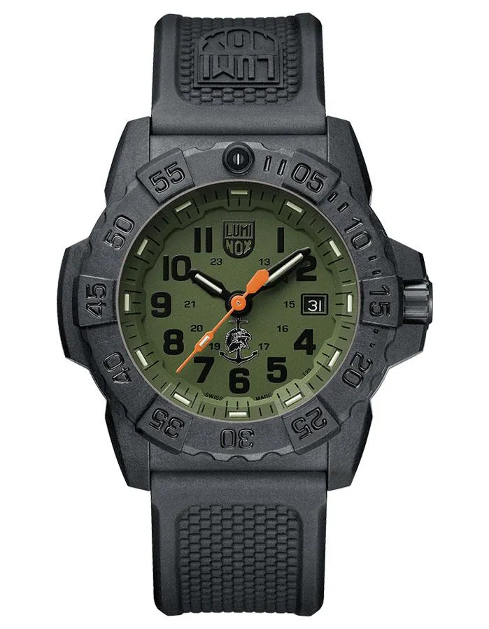 Luminox Navy Seal Mens - Carbonon - Green Dial - Black PU Strap -  Set - 200M