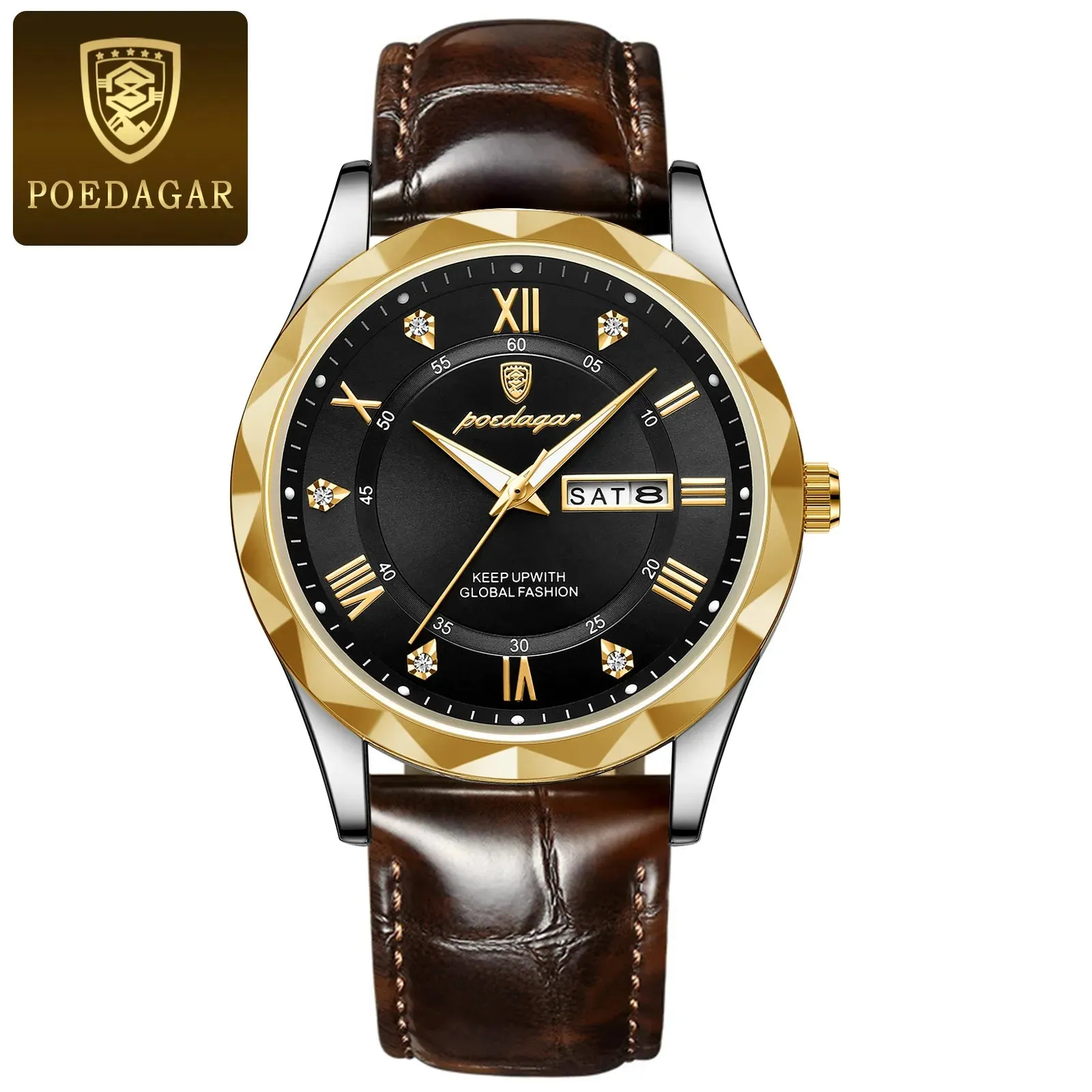 Luxury Business Man Wristwatch Waterproof Luminous Date Week Men Watch For Men Quartz Clock Leather Men's Watch