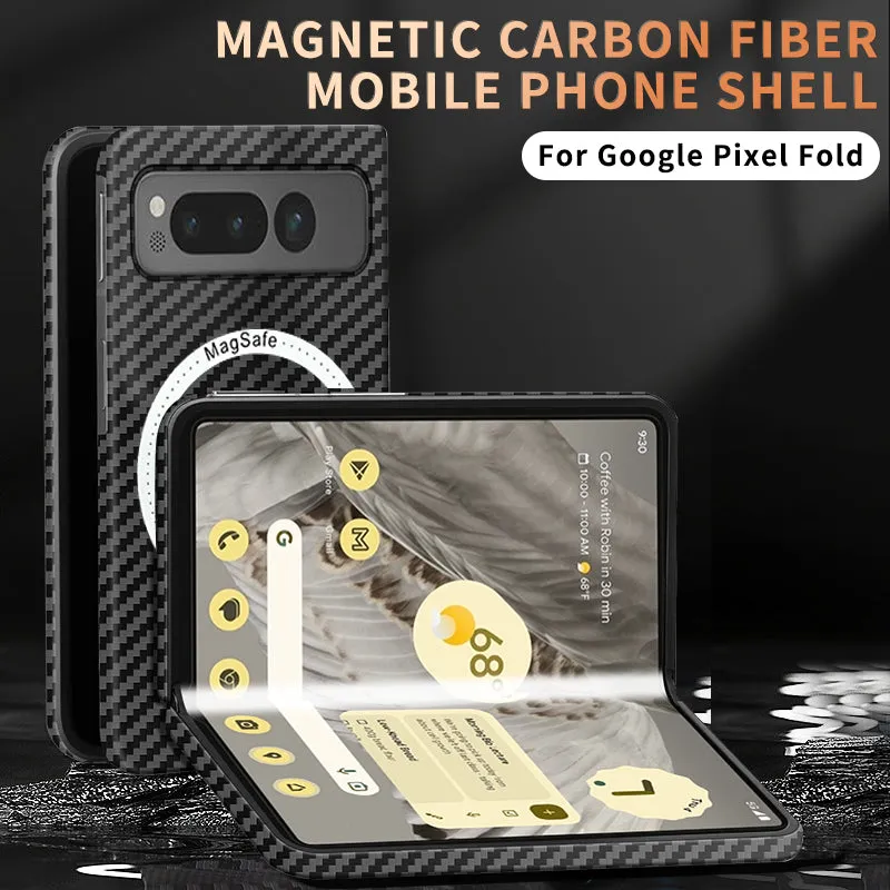 Luxury Carbon Fiber Texture MagSafe Phone Case For Google Pixel Fold