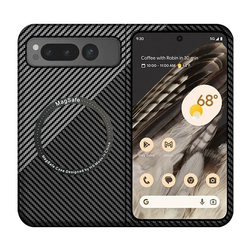 Luxury Carbon Fiber Texture MagSafe Phone Case For Google Pixel Fold