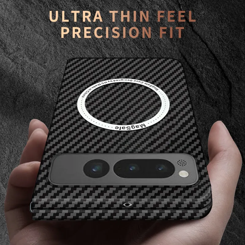 Luxury Carbon Fiber Texture MagSafe Phone Case For Google Pixel Fold