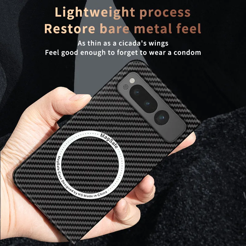 Luxury Carbon Fiber Texture MagSafe Phone Case For Google Pixel Fold