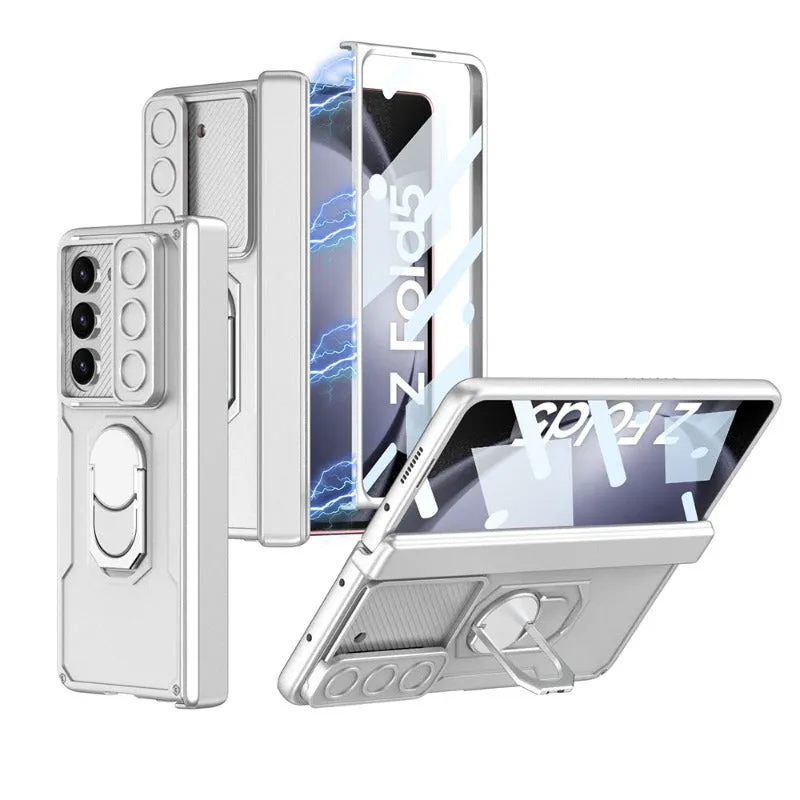 Magnetic Hinge Folding Stand Phone Case with Tempered Glass Screen For Galaxy Z Fold 5 4