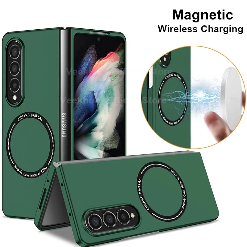 Magnetic Wireless Charging Phone Case With Folding Screen For Samsung Galaxy