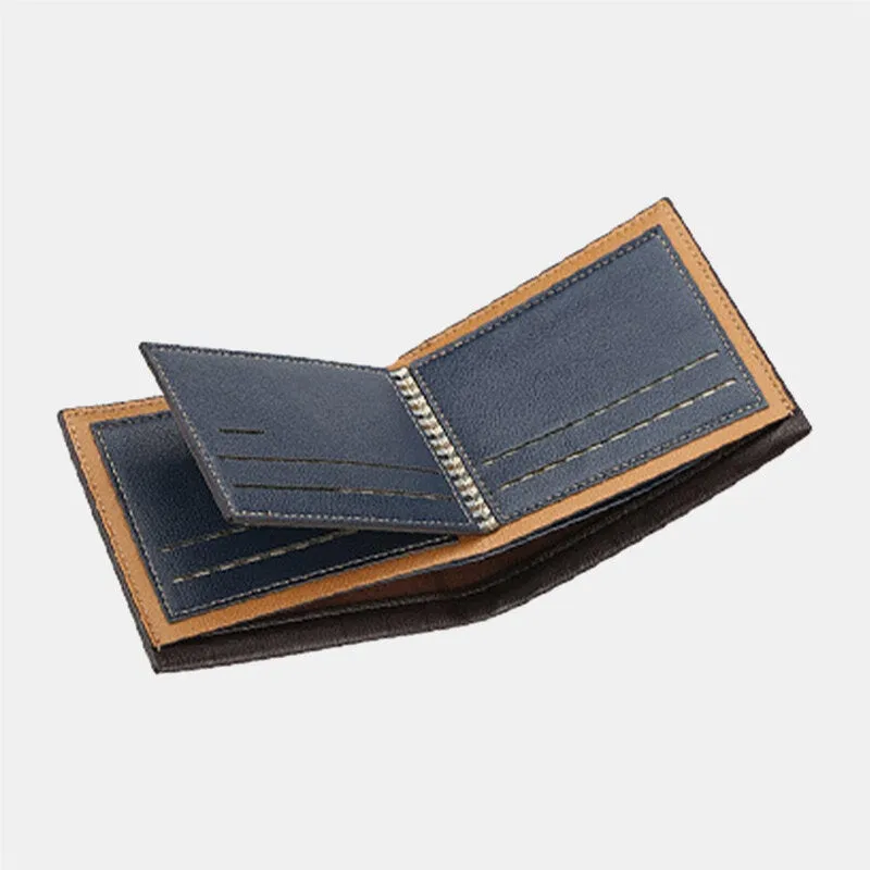 Men PU Leather Short 6 Card Slot Card Holder Business Fashion Bifold Thin Driver License Wallet Coin Purse