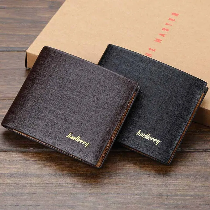 Men PU Leather Short 6 Card Slot Card Holder Business Fashion Bifold Thin Driver License Wallet Coin Purse