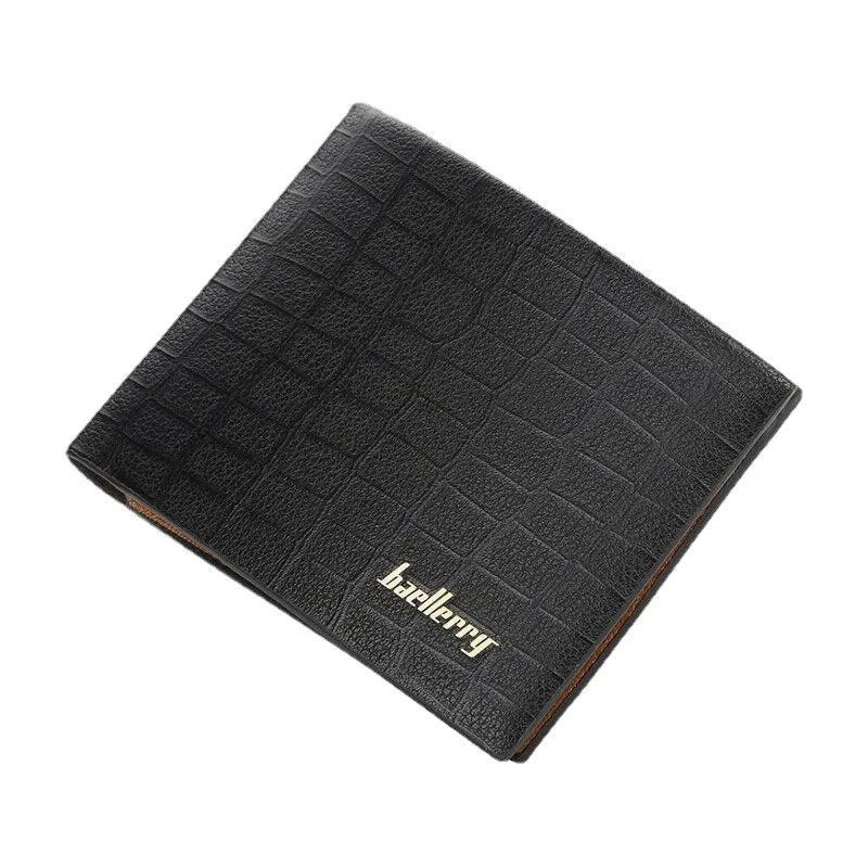 Men PU Leather Short 6 Card Slot Card Holder Business Fashion Bifold Thin Driver License Wallet Coin Purse