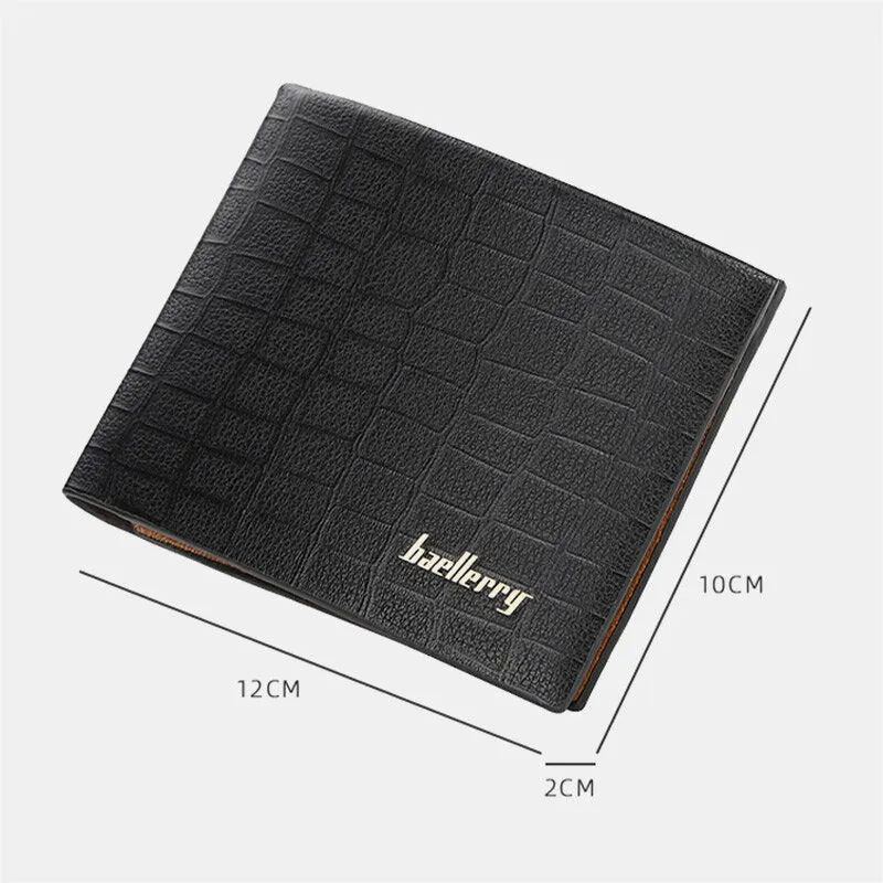 Men PU Leather Short 6 Card Slot Card Holder Business Fashion Bifold Thin Driver License Wallet Coin Purse