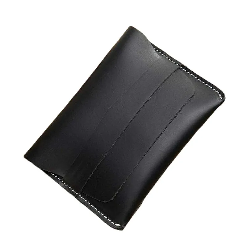 Men Short Mini Wallets Genuine Leather Retro Thin Card Holder Money Clip Coin Purse