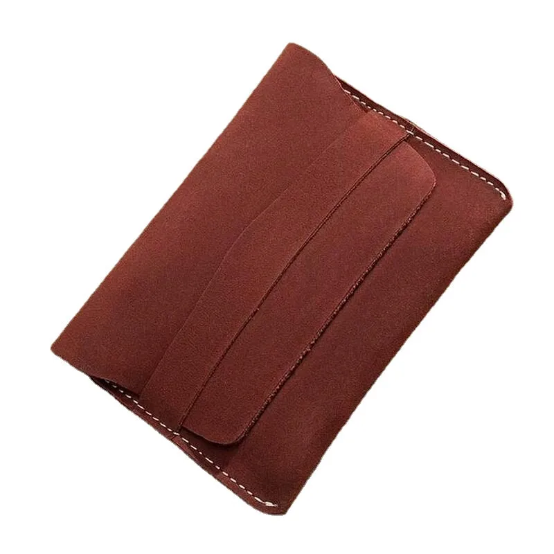 Men Short Mini Wallets Genuine Leather Retro Thin Card Holder Money Clip Coin Purse