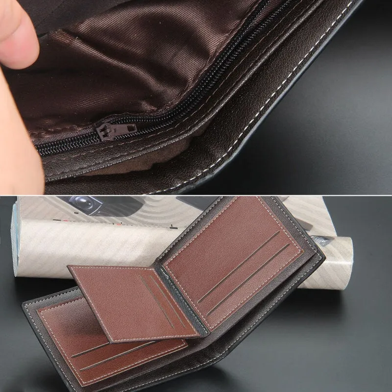 Men Thin Bifold Denim Pattern PU Leather Wallet Multi-card Slot Card Holder Large Capacity Coin Purse