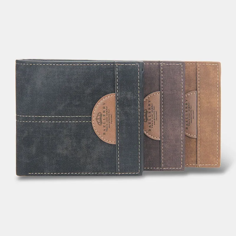 Men Thin Bifold Denim Pattern PU Leather Wallet Multi-card Slot Card Holder Large Capacity Coin Purse