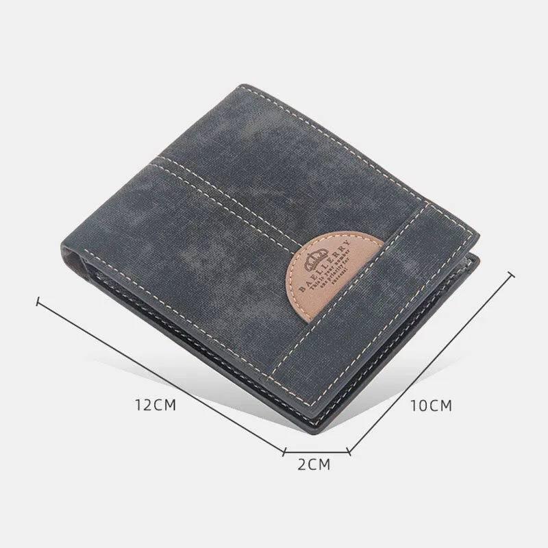 Men Thin Bifold Denim Pattern PU Leather Wallet Multi-card Slot Card Holder Large Capacity Coin Purse