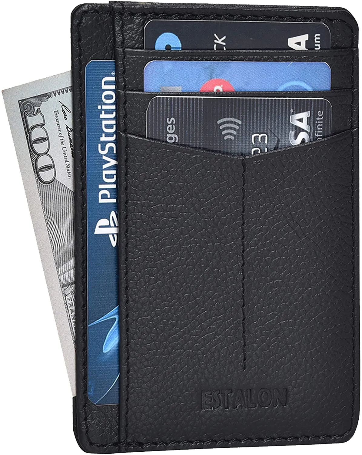 Minimalist Wallet for Men and Women - Genuine Leather RFID Secured Card Case