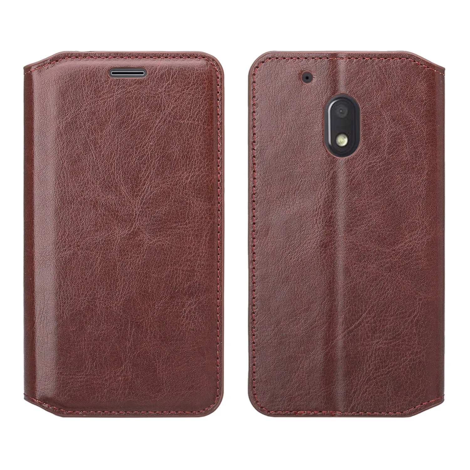 Moto G4 Play Case, Pu Leather Magnetic Fold[Kickstand] Wallet Case with ID & Card Slots for Motorola G4 Play - Brown