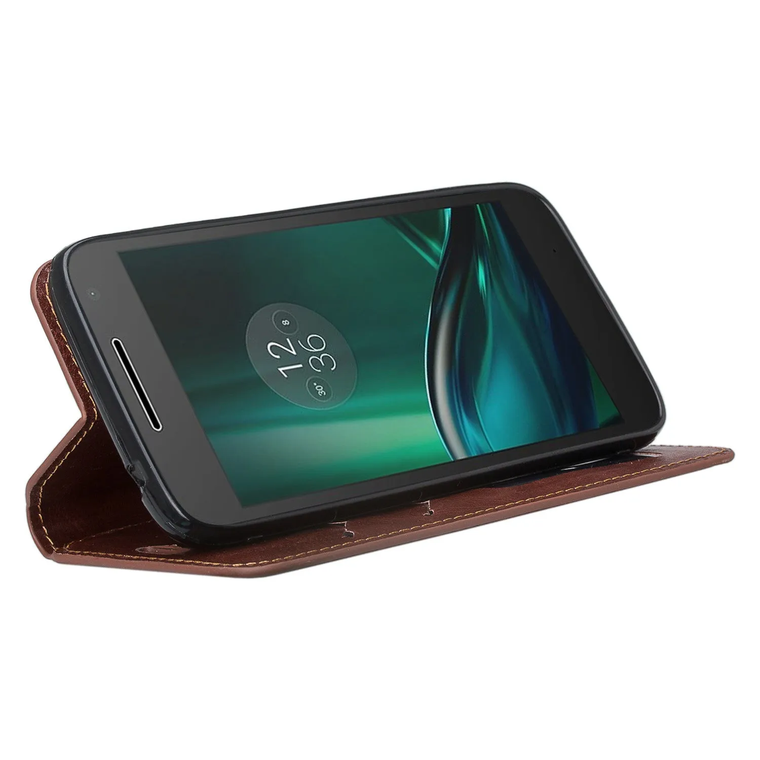 Moto G4 Play Case, Pu Leather Magnetic Fold[Kickstand] Wallet Case with ID & Card Slots for Motorola G4 Play - Brown