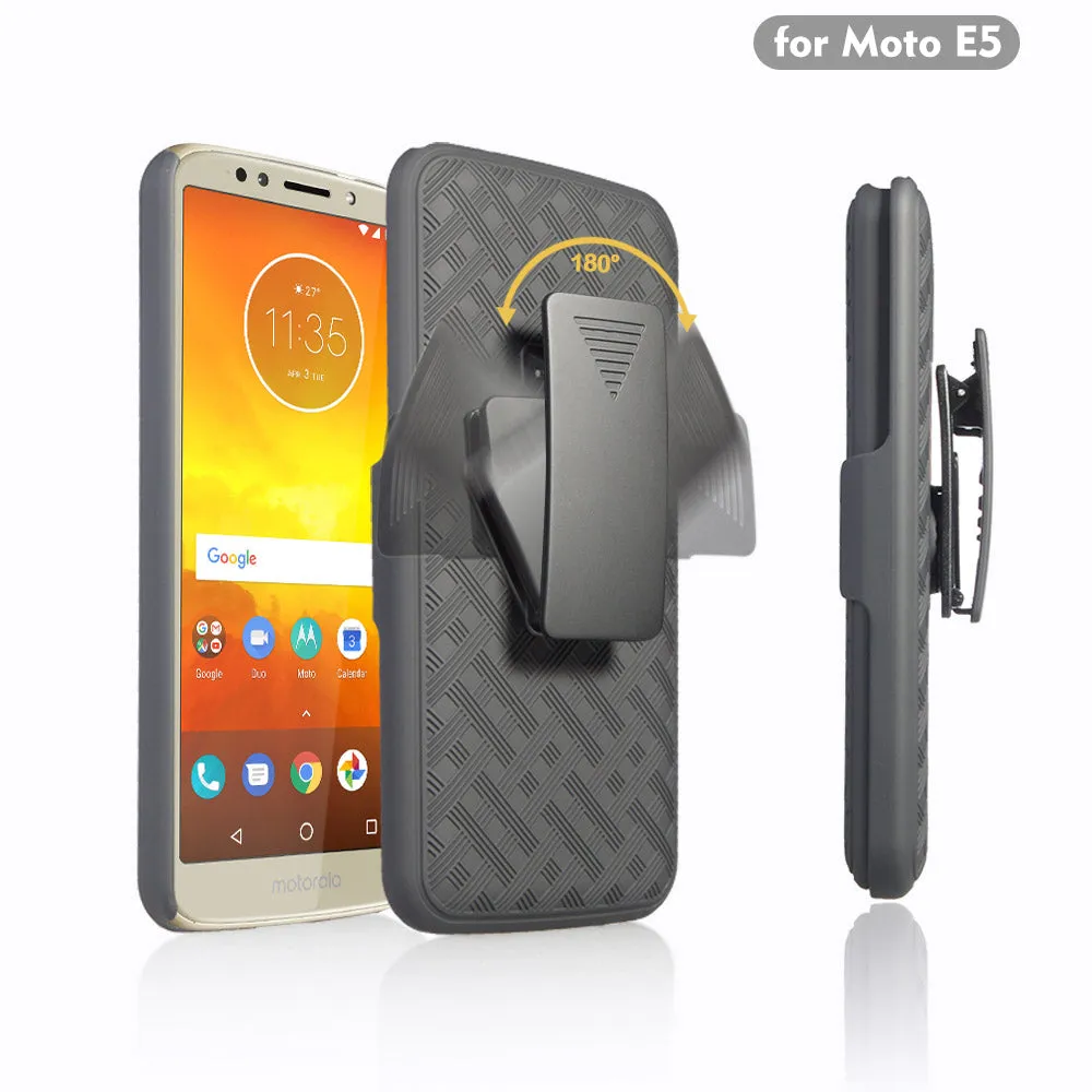 Motorola Moto E5 Play | E5 Cruise | E5 GO Case, Rugged Slim Rotating Swivel Lock Holster Shell Combo Case Cover