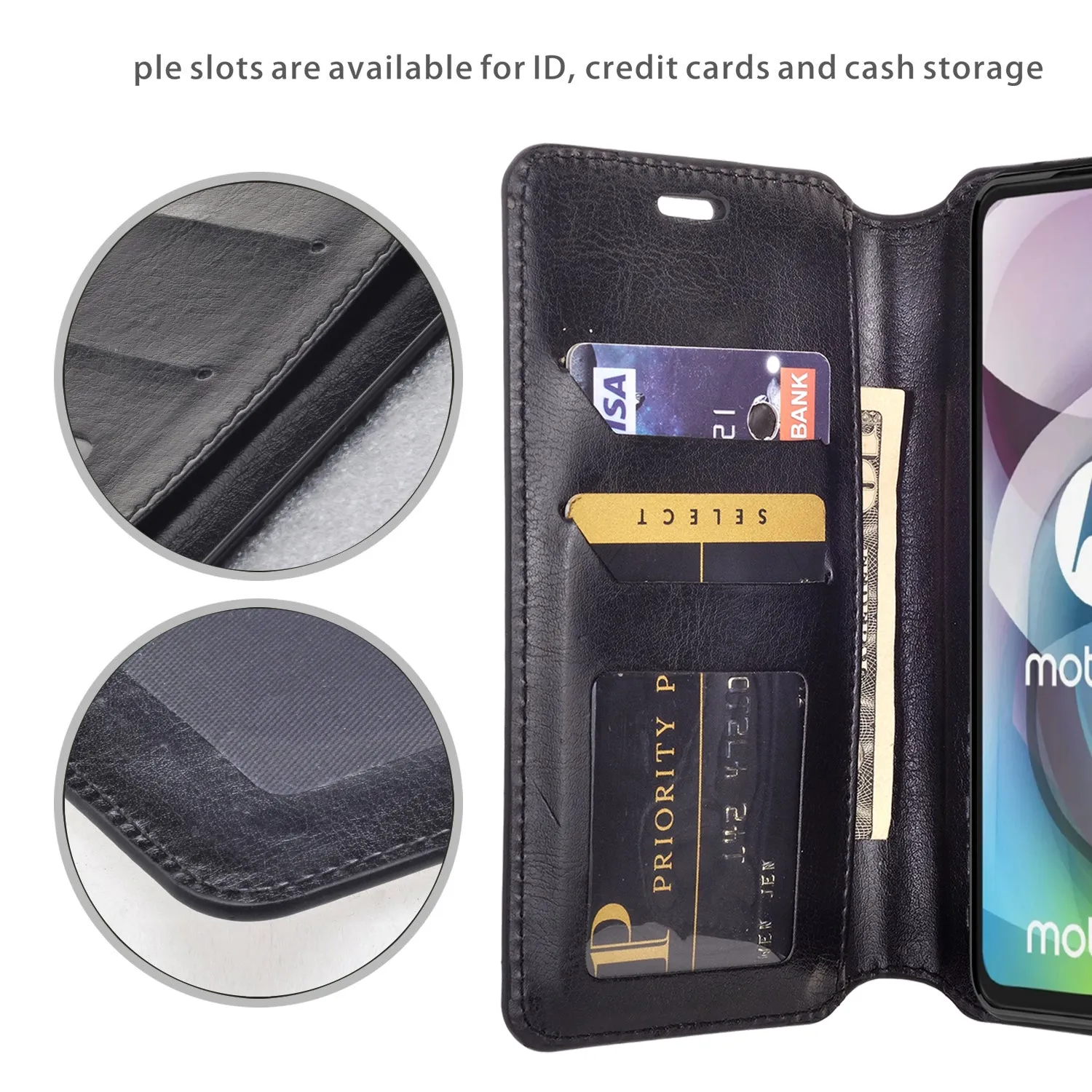 Motorola one 5G ace Case, Motorola one 5G ace Wallet Case, Pu Leather Wallet Case [Kickstand] with ID & Credit Card Slots for Motorola one 5G ace  - Black