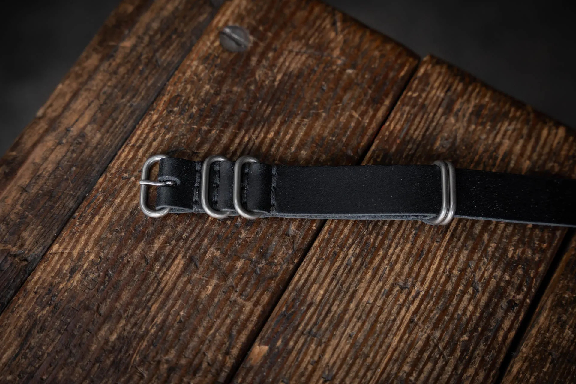 N.A.T.O. Leather Watch Strap Black