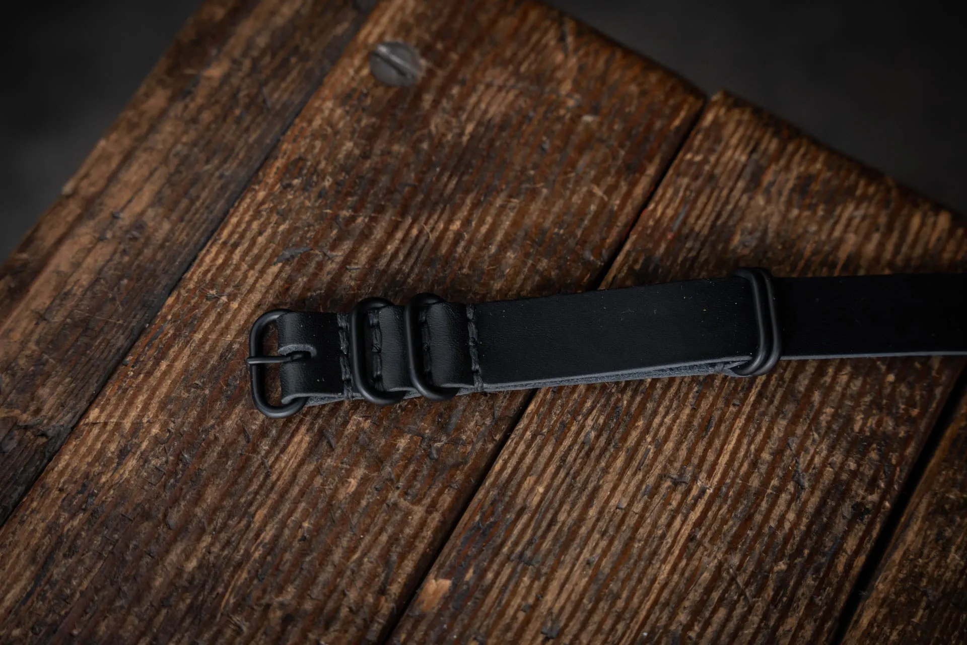 N.A.T.O. Leather Watch Strap Black