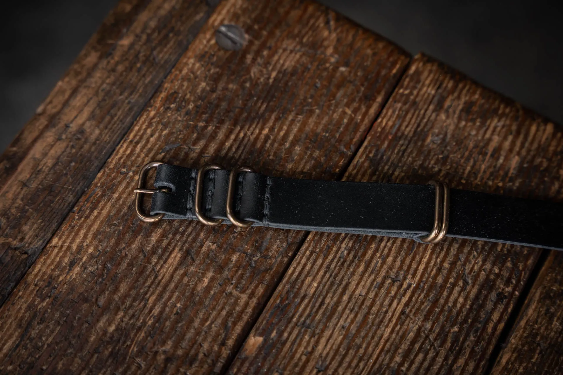 N.A.T.O. Leather Watch Strap Black