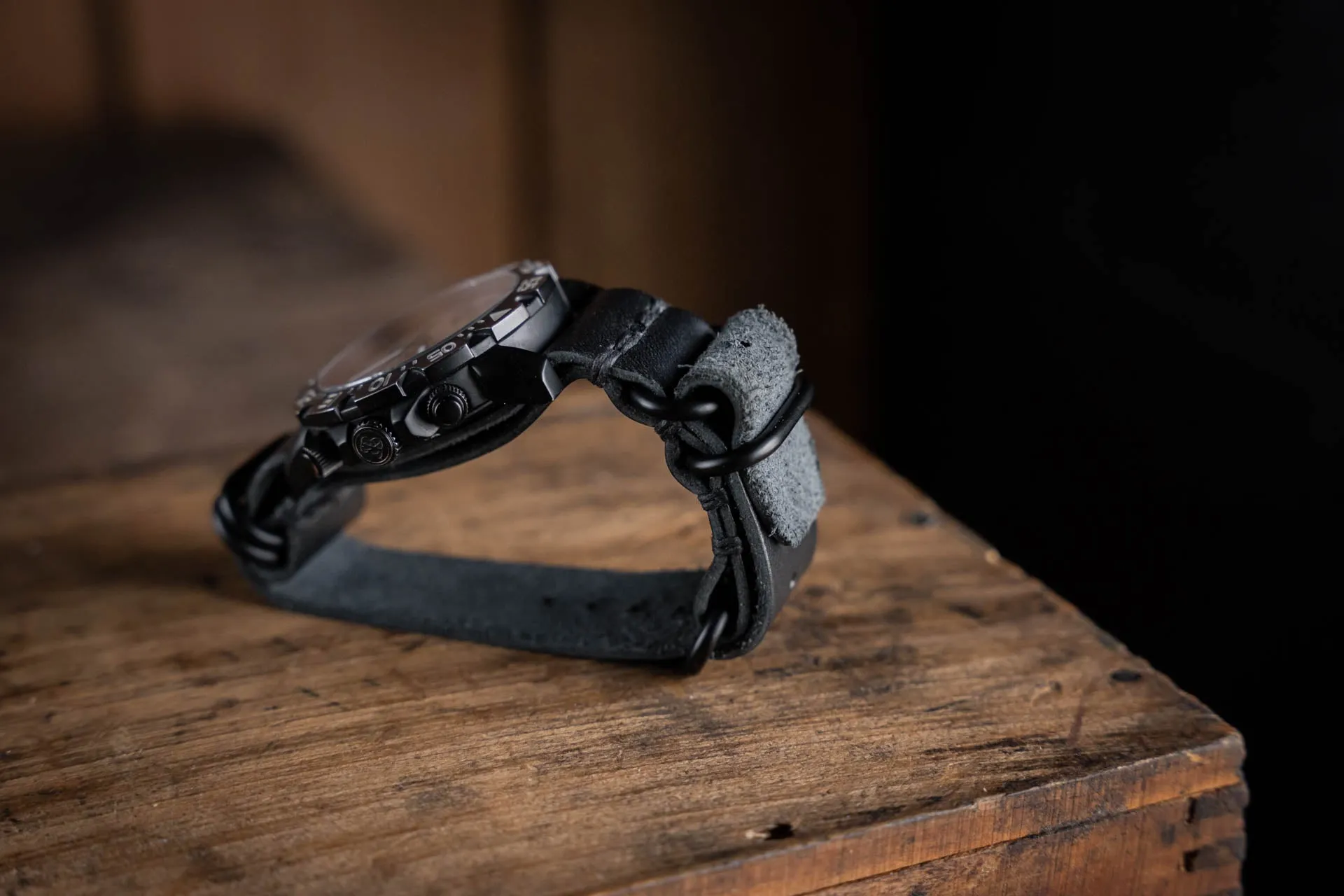 N.A.T.O. Leather Watch Strap Black