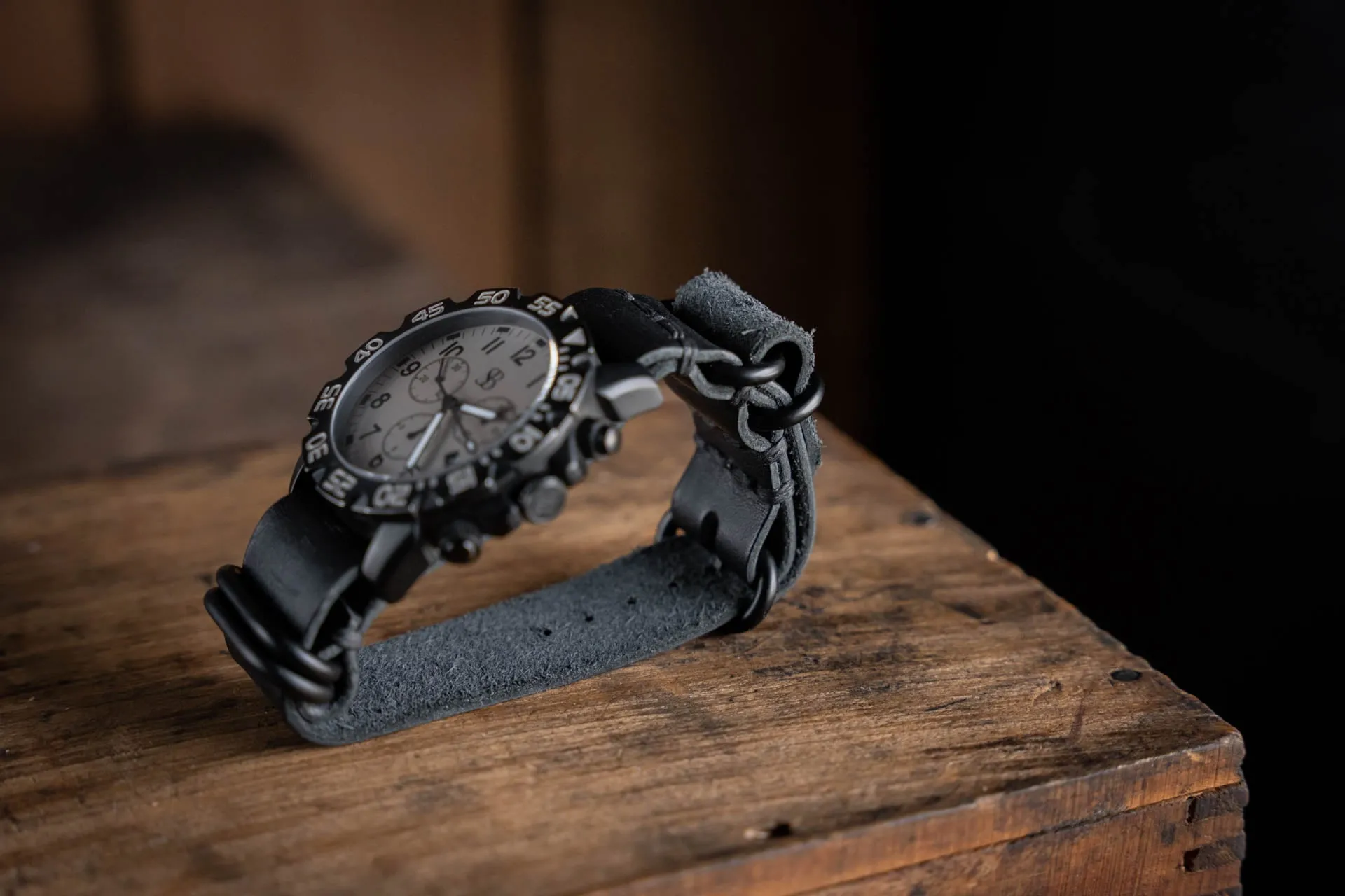 N.A.T.O. Leather Watch Strap Black