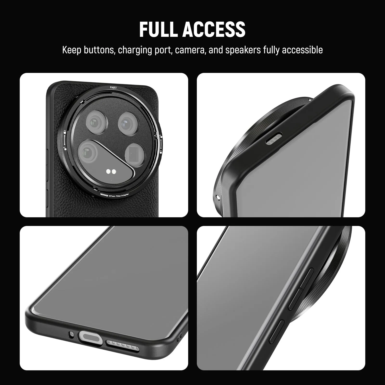 NEEWER PA051 Black Case for Xiaomi 14 Ultra with 17mm/67mm Adapters